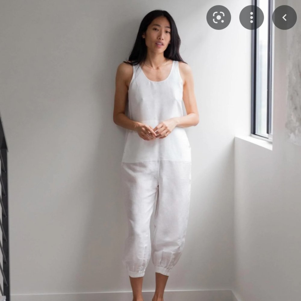 NEW Lunya Blue Resort Linen Silk Romper/Jumpsuit - Size M